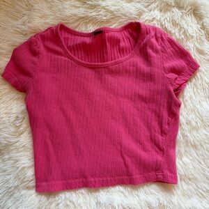 SHEIN Pink Barbiecore Ribbed Crop T Shirt Size XS